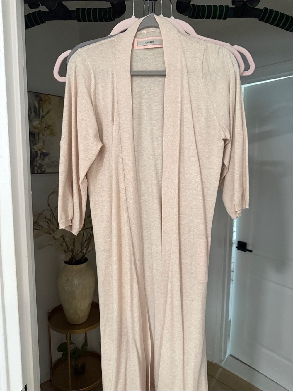 Women's Lightweight Open-Front Robe Cardigan in Light Pink